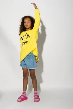 Marques ' Almeida SWEATSHIRT WITH EMBROIDERED LOGO YELLOW
