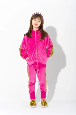 Sale Marques ' Almeida ZIP UP VELOUR JACKET WITH CONTRAST TAPE BRIGHTPINK