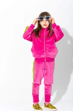 Sale Marques ' Almeida ZIP UP VELOUR JACKET WITH CONTRAST TAPE BRIGHTPINK