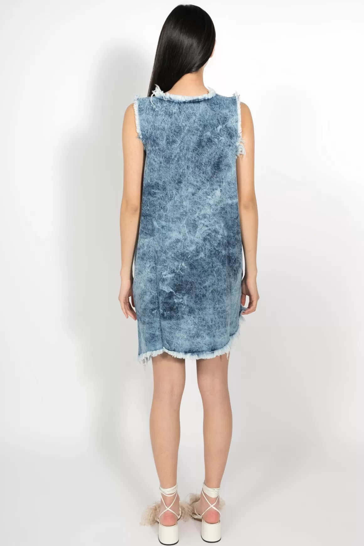 Fashion ACID WASH ASYMMETRIC DENIM DRESS Women M’A DENIM