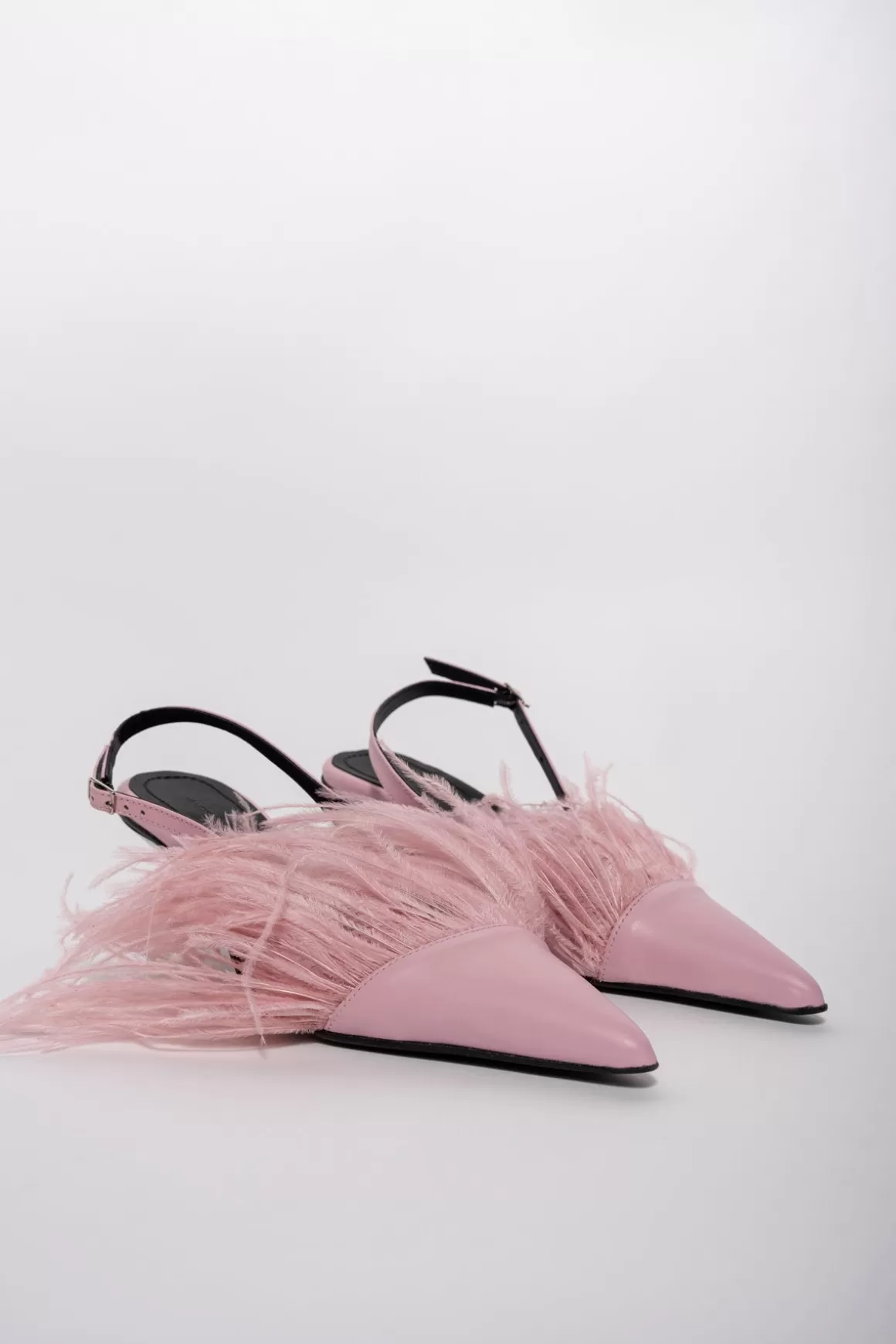 Best Sale BABY PINK FEATHER SLING BACKS SHOES