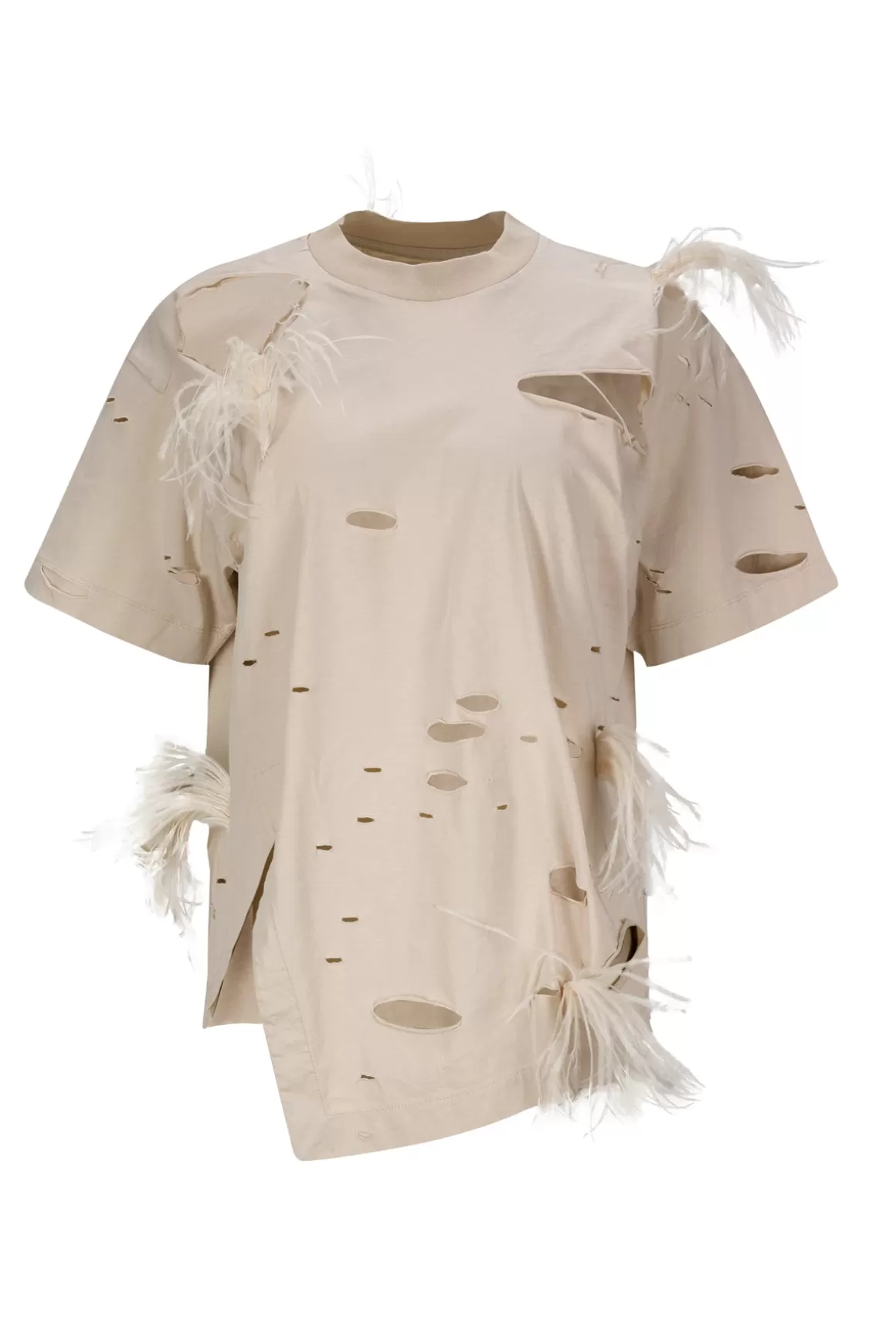 Cheap DISTRESSED T-SHIRT WITH FEATHERS Women JERSEY | TOPS