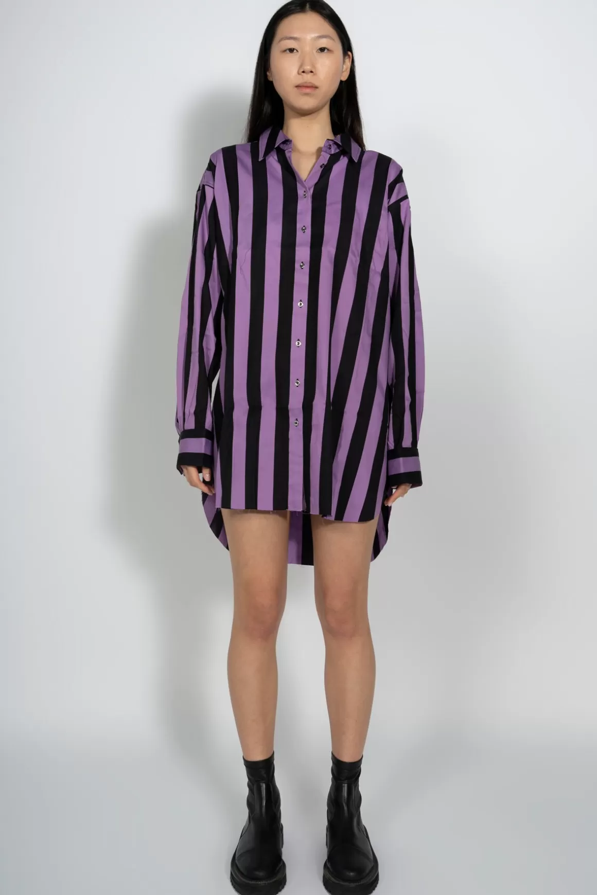 Sale BLACK AND LILAC STRIPED XXL SHIRT Women TOPS