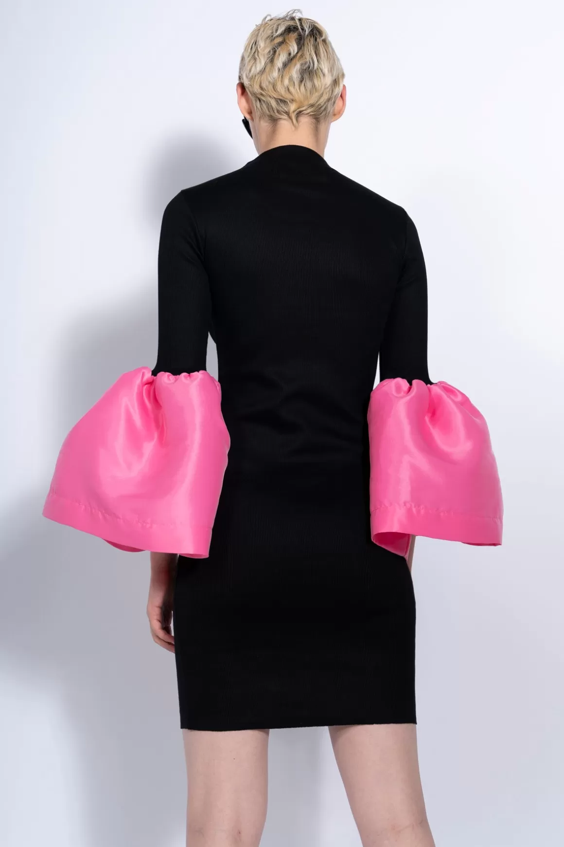 New AND PINK RIB DRESS WITH PUFF SLEEVES Women DRESSES