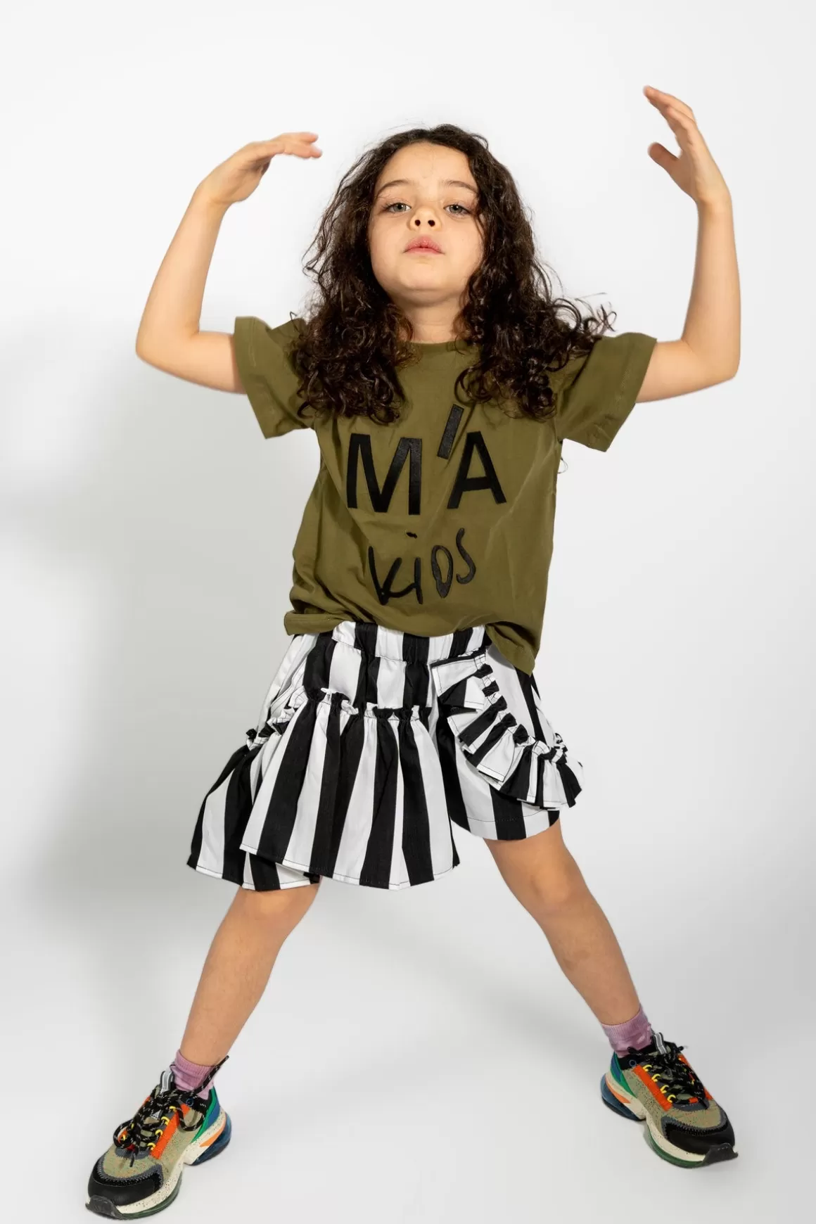 Online BLACK AND WHITE STRIPED FRILL SHORTS Kids BOTTOMS