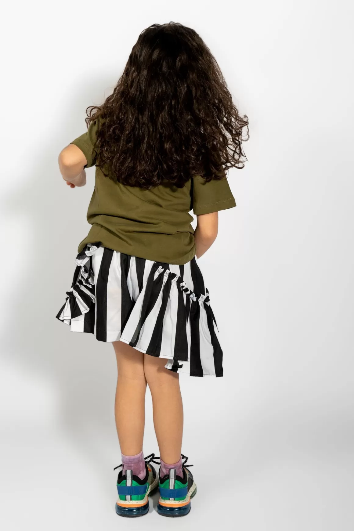 Online BLACK AND WHITE STRIPED FRILL SHORTS Kids BOTTOMS