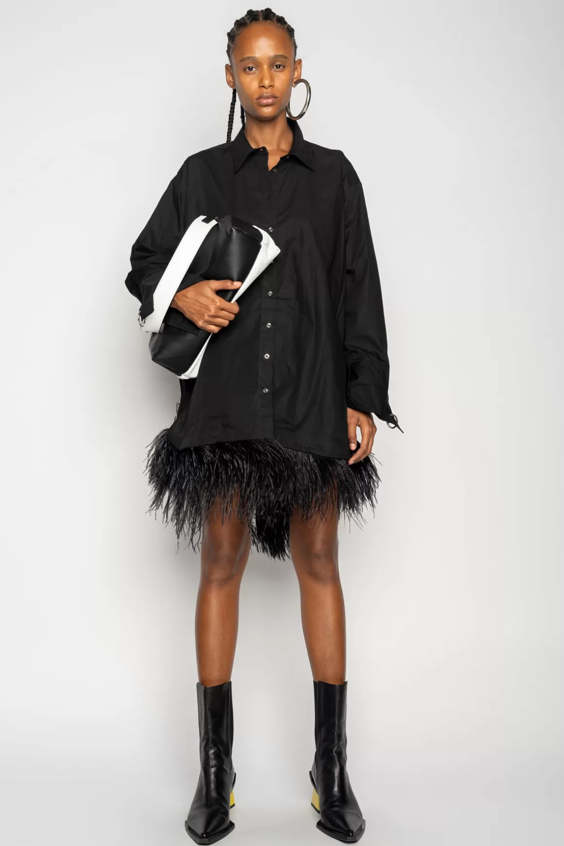 Shop FEATHER HEM SHIRT DRESS Women DRESSES | TOPS