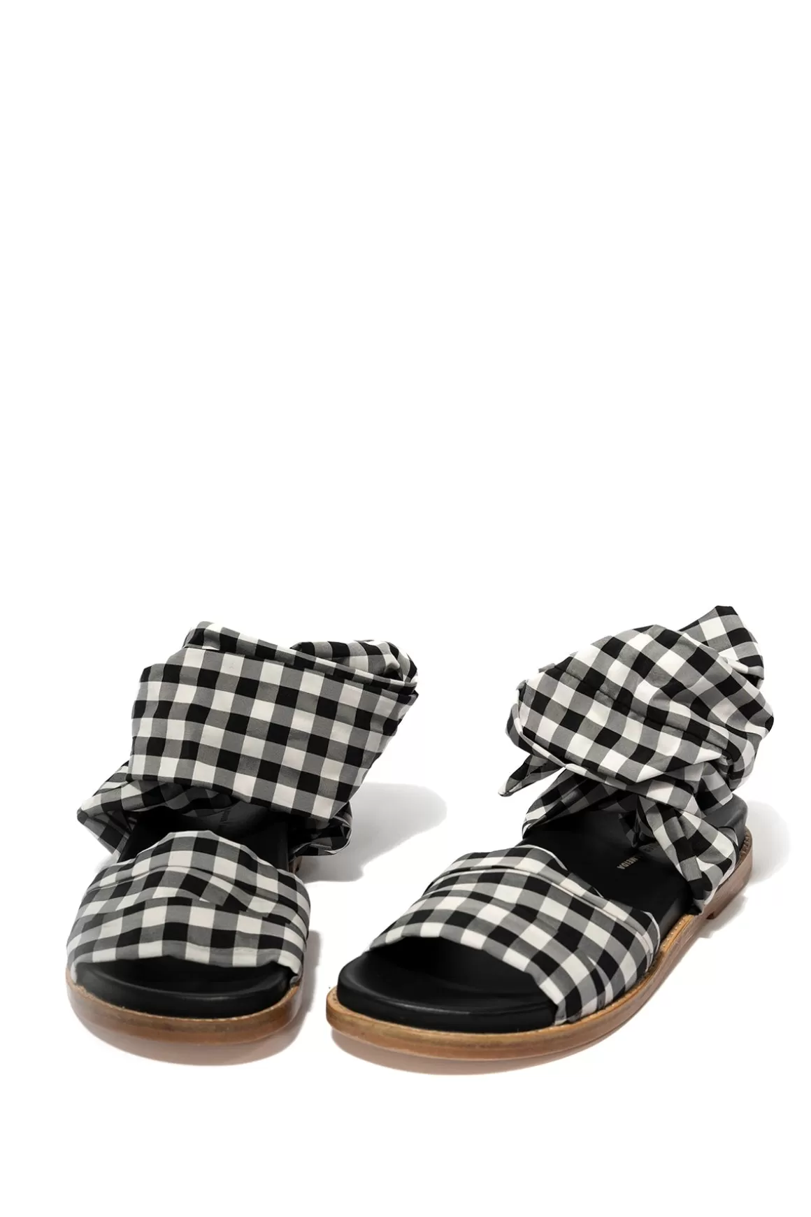 Clearance BLACK GINGHAM WRAP SANDAL SHOES