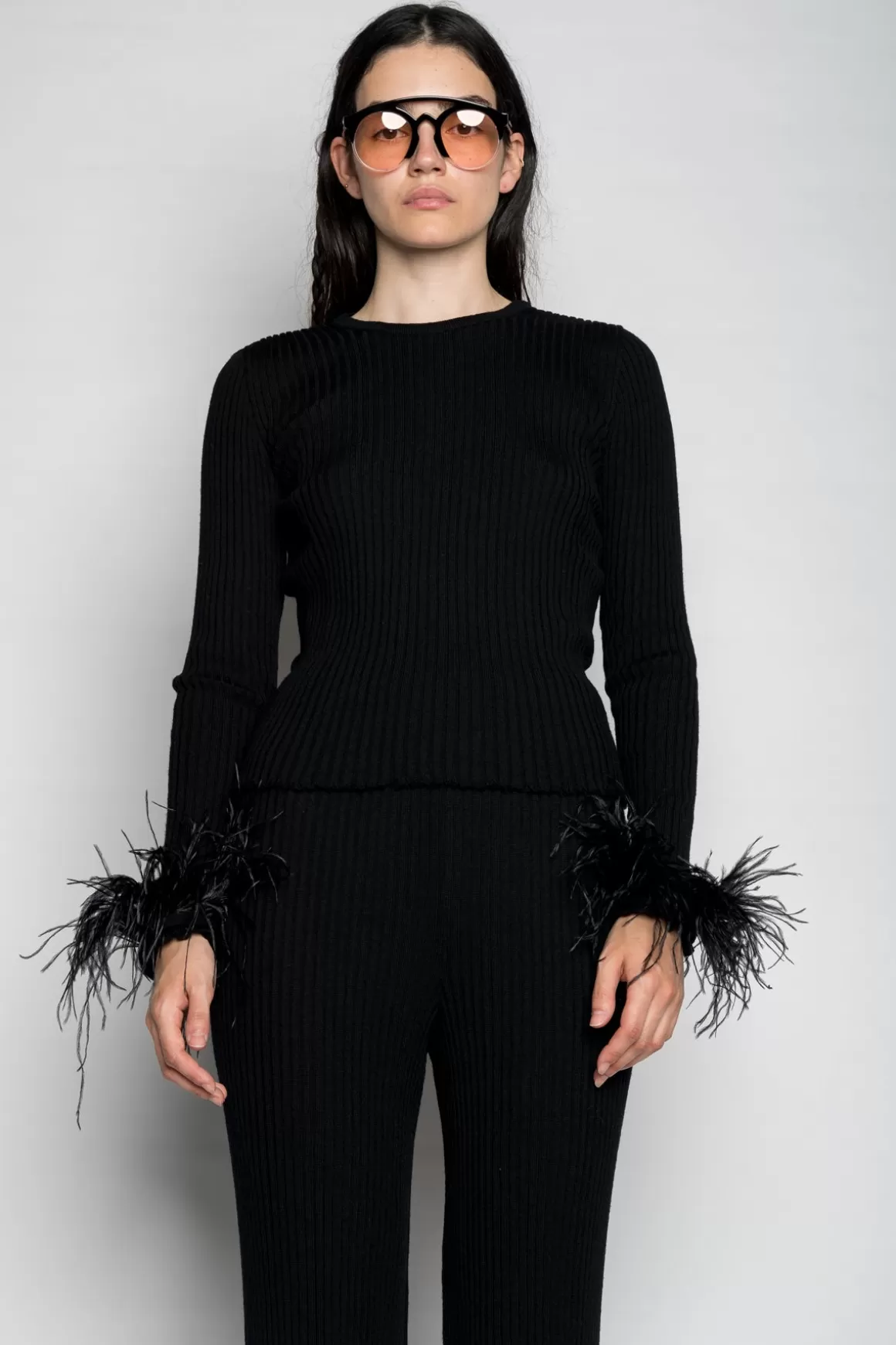 Flash Sale MERINO WOOL FITTED TOP WITH FEATHERS Women KNITWEAR | TOPS