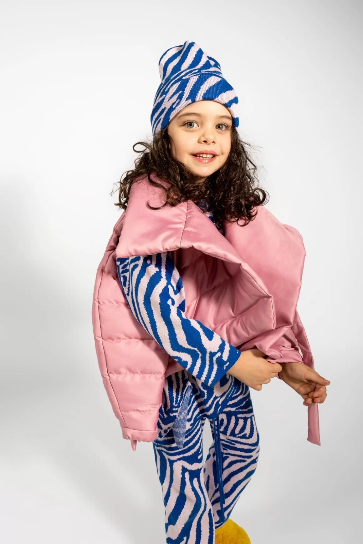 Store BLUE AND PINK ZEBRA PRINT KNIT DOUBLE BEANIE Kids KNITWEAR | ACCESSORIES