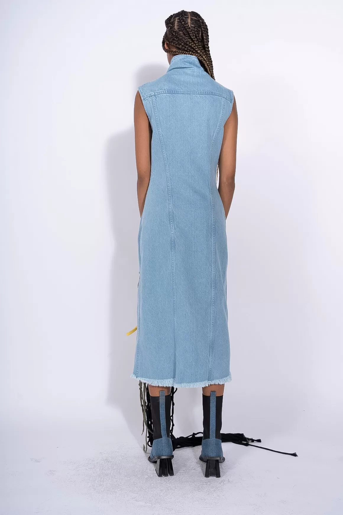 Sale DENIM FITTED SLEEVELESS LONG DRESS Women DRESSES | M’A DENIM