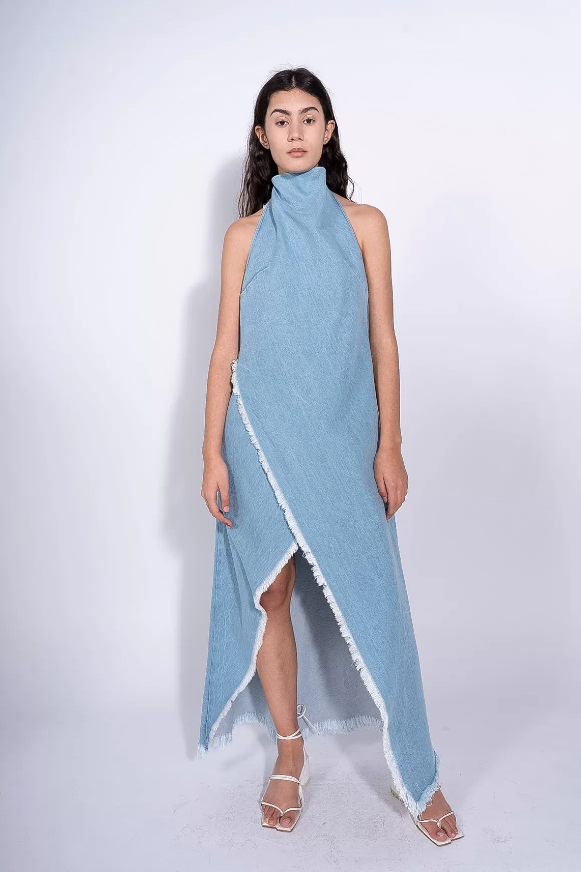 Cheap DENIM HALTERNECK LONG DRESS Women DRESSES | M’A DENIM