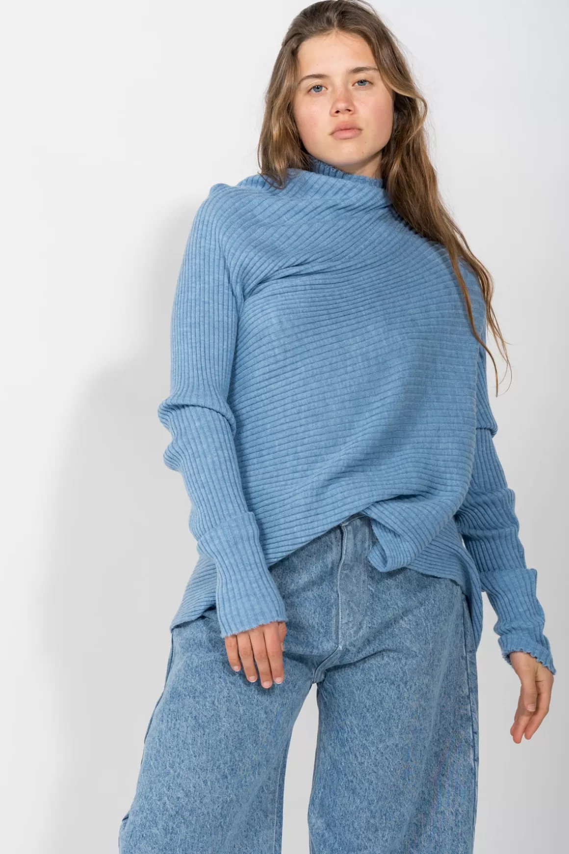 Fashion DRAPED JUMPER IN MERINO KNIT Women TOPS | KNITWEAR