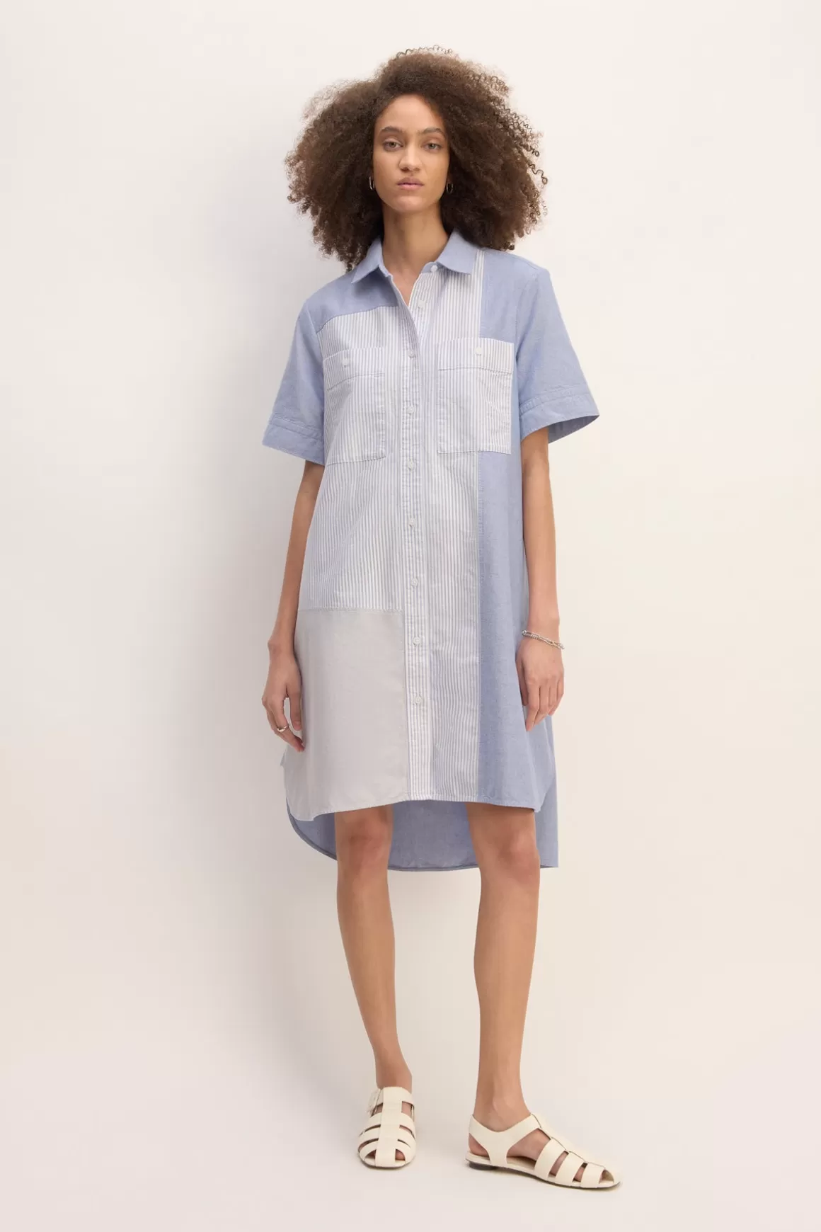 New PATCHWORK SHIRT DRESS Women DRESSES