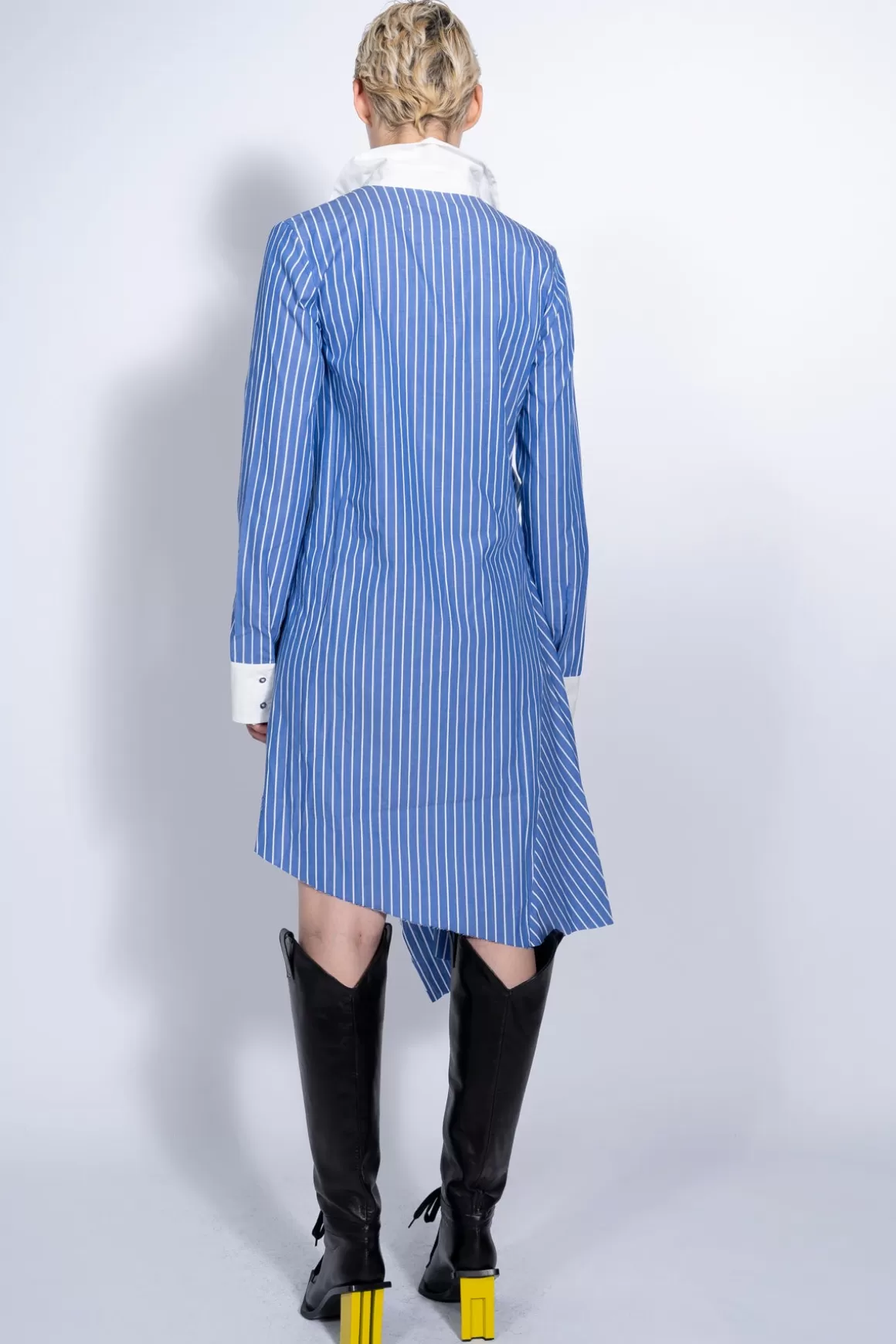 Hot STRIPED SHIRT DRESS WITH SIDE BOW Women DRESSES