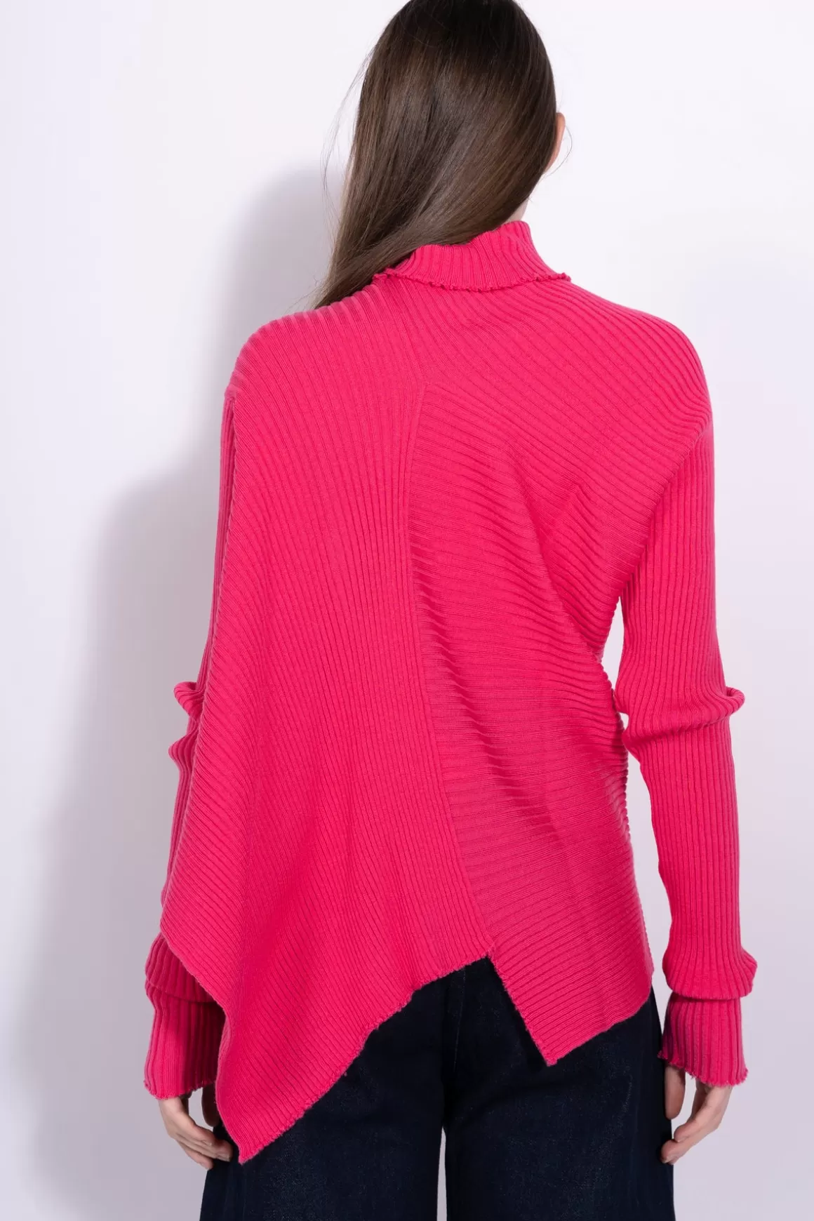 Best Sale BRIGHT PINK DRAPED JUMPER IN MERINO KNIT Women KNITWEAR | TOPS