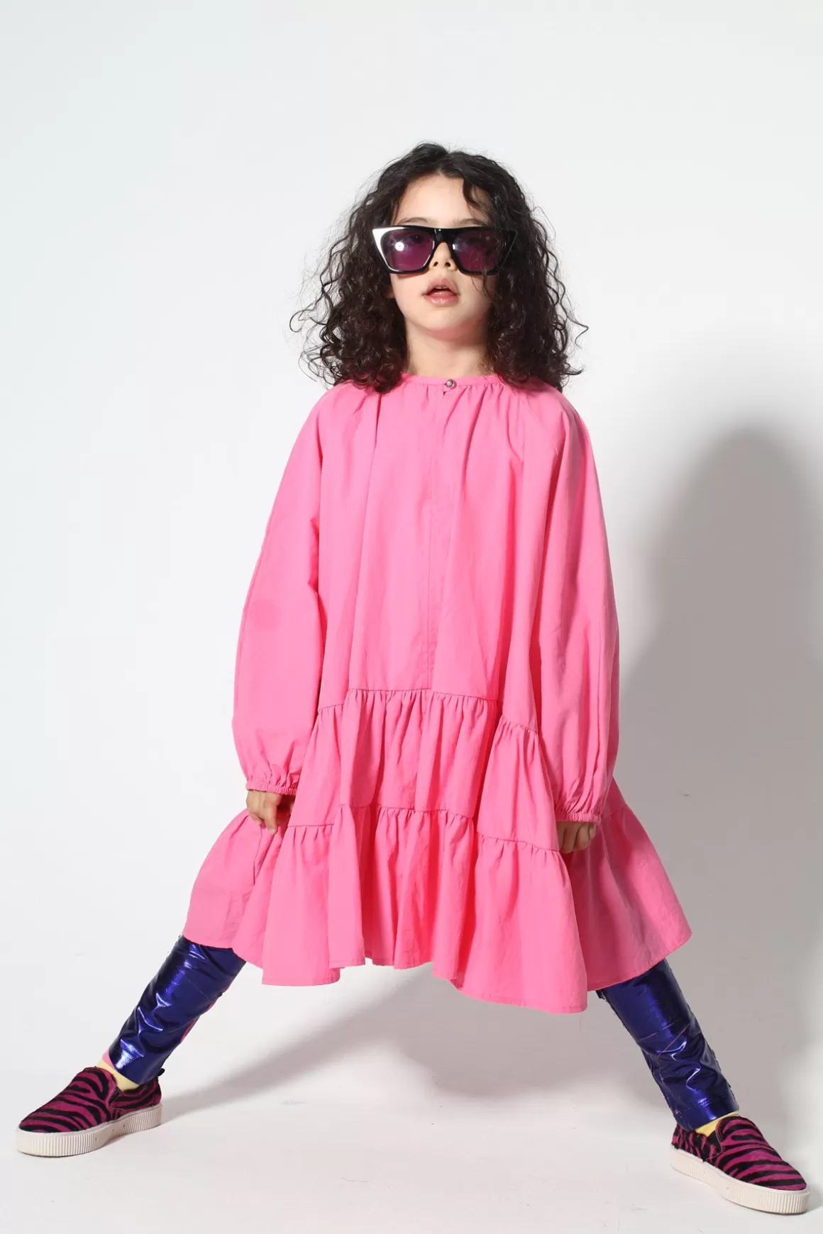 Online BRIGHT PINK LOOSE GATHERED DRESS Kids DRESSES