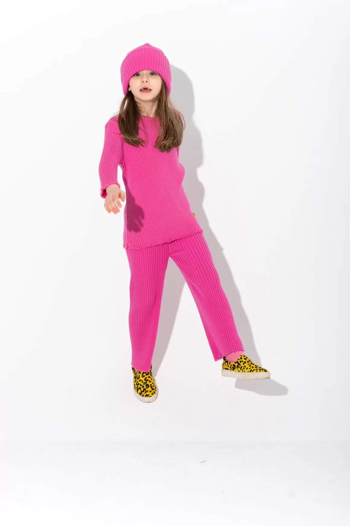 Shop BRIGHT PINK MERINO KNIT TROUSERS Kids BOTTOMS | KNITWEAR