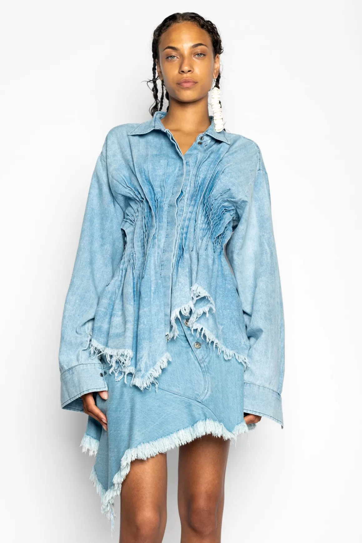 Discount CHAMBRAY PLEATED SHIRT Women TOPS