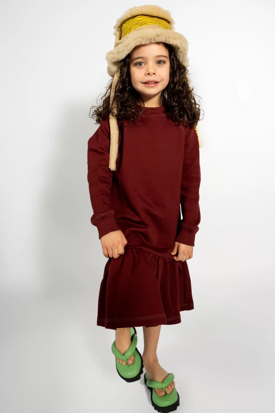 Cheap CREW NECK GATHERED DRESS IN Kids DRESSES