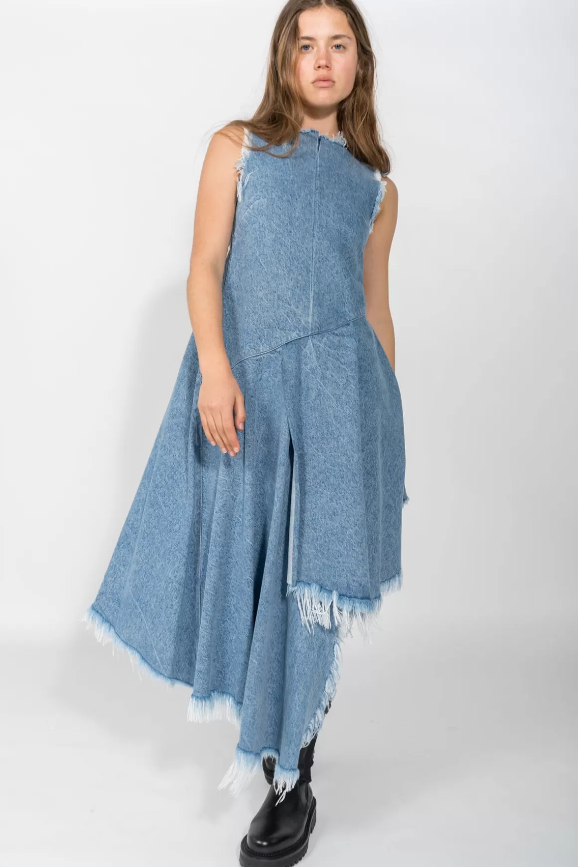 Cheap DENIM ASYMMETRIC LONG DRESS Women DRESSES