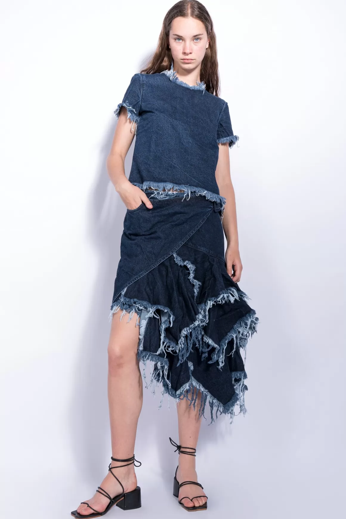 Best DENIM RUFFLE SKIRT Women BOTTOMS | M’A DENIM