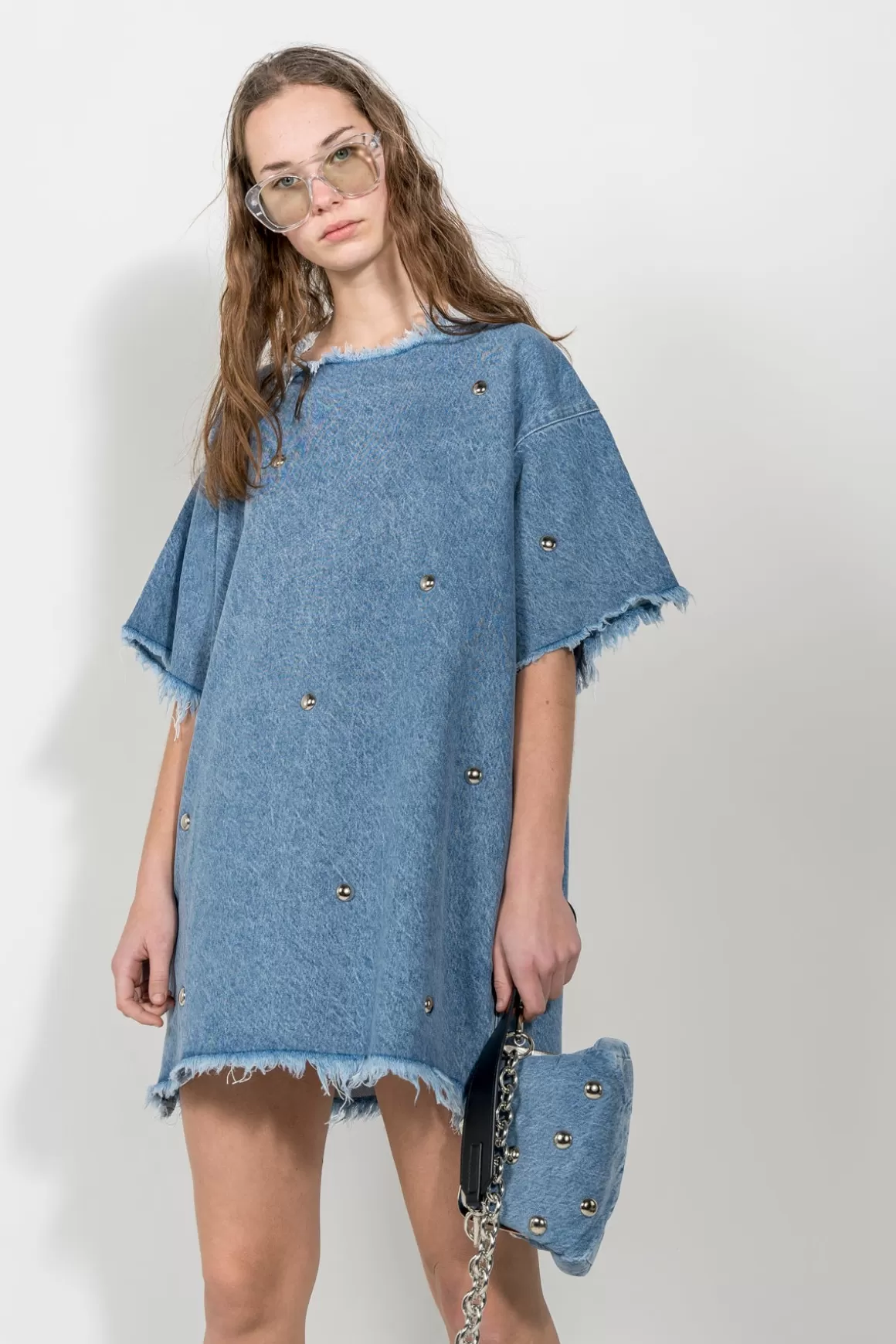 Online DENIM STUDDED CLASSIC T-SHIRT DRESS Women DRESSES | M’A DENIM