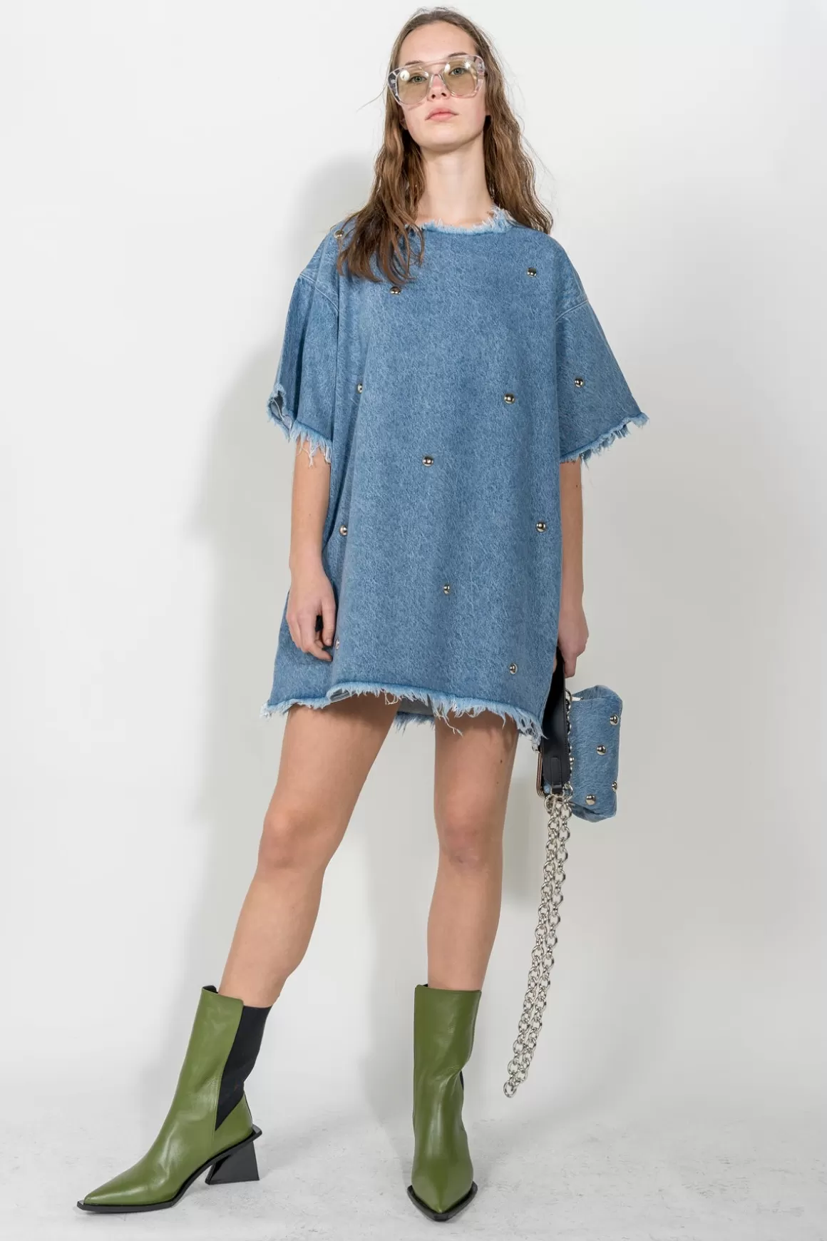 Online DENIM STUDDED CLASSIC T-SHIRT DRESS Women DRESSES | M’A DENIM