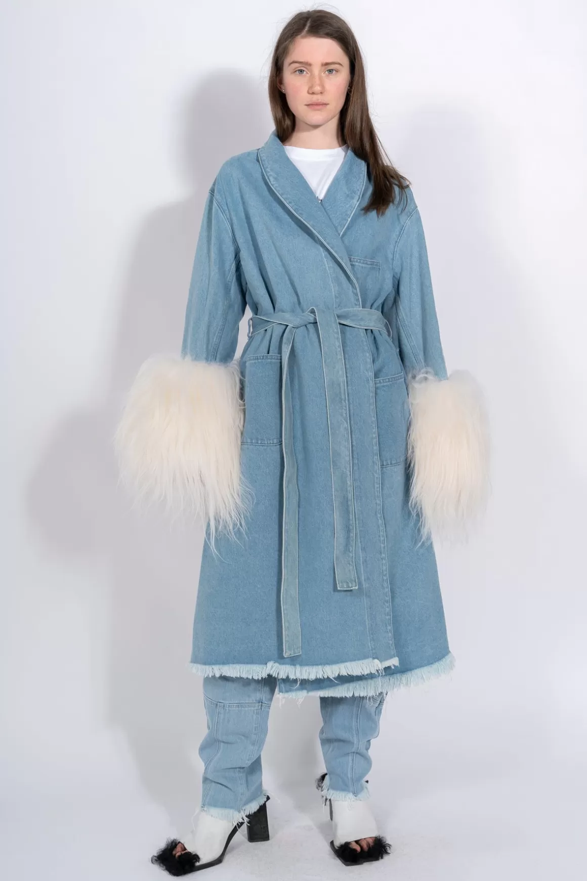 Cheap DRESSING GOWN COAT WITH SHEARLING CUFFS Women OUTERWEAR | M’A DENIM