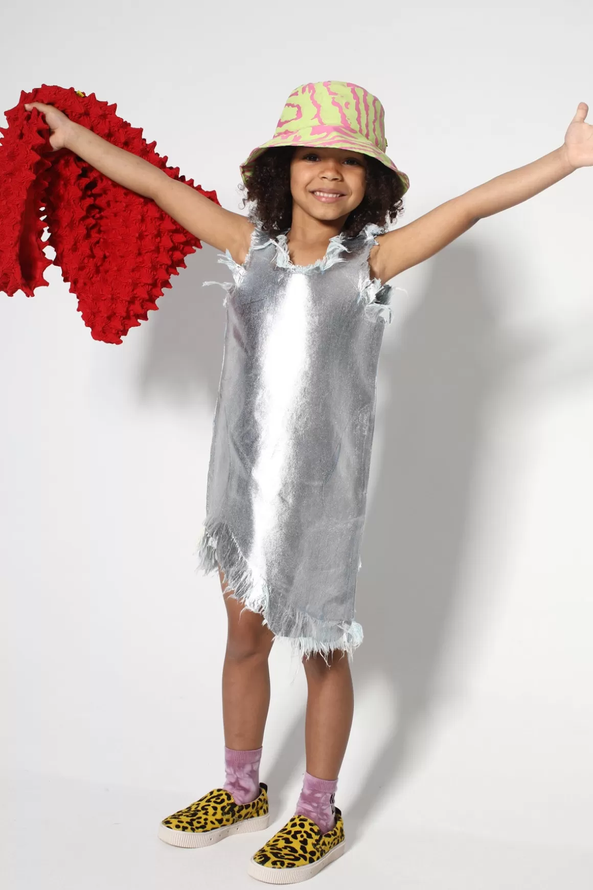 Cheap FOIL DENIM SLEEVELESS DRESS Kids DRESSES