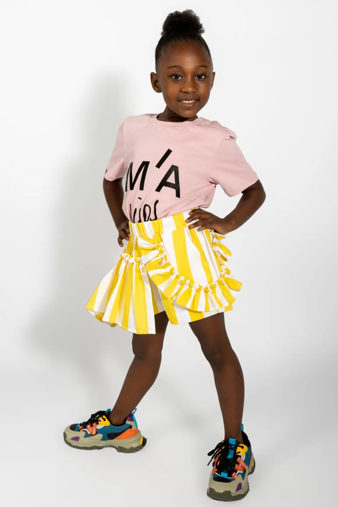 Store FRILL SHORTS IN YELLOW AND WHITE Kids BOTTOMS