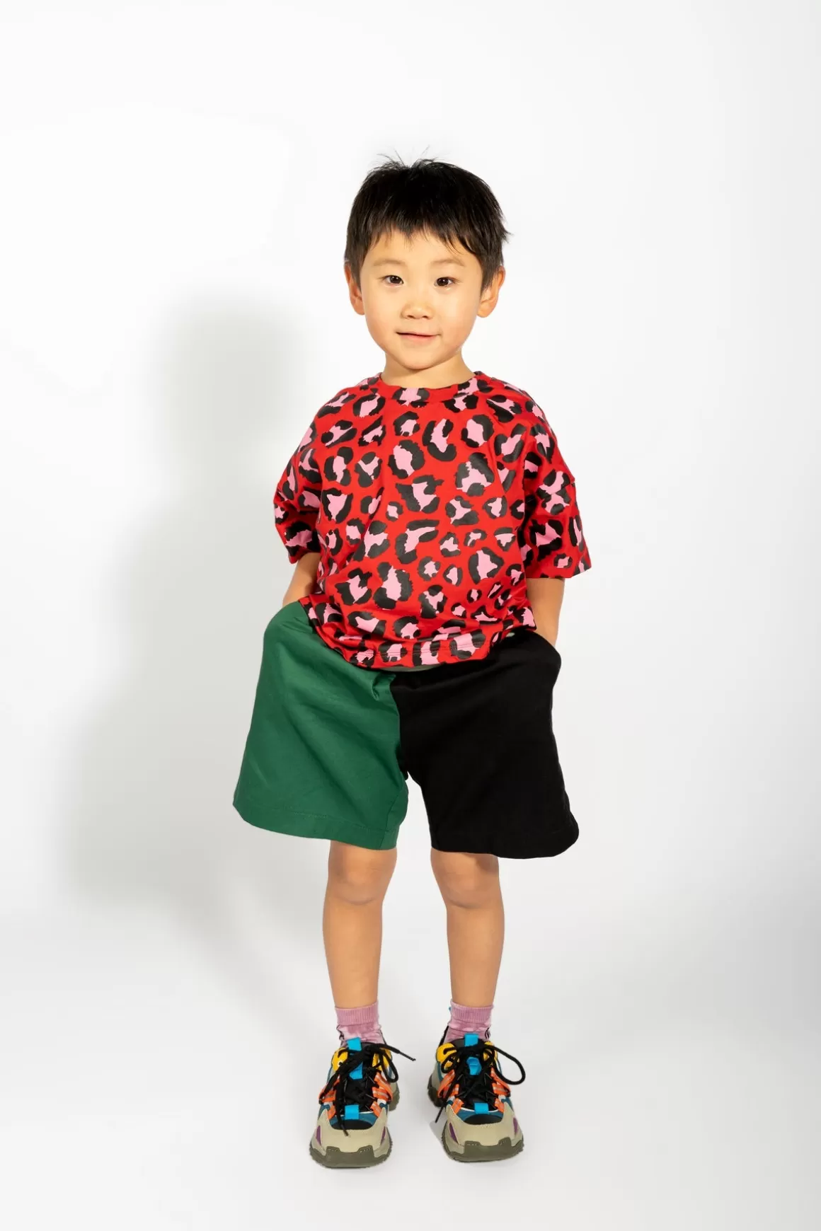 Shop GREEN AND BLACK DRILL SHORTS Kids BOTTOMS