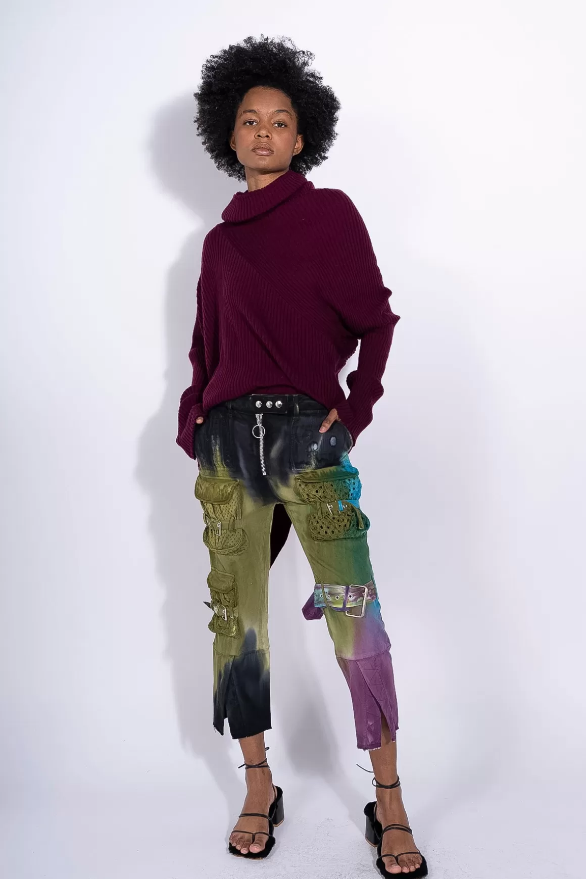 Store KHAKI AND GREEN TIE DYE MULTI POCKET CAPRIS Women BOTTOMS