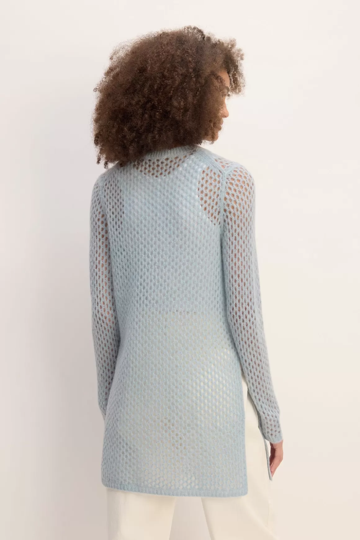 Flash Sale LIGHT BLUE MESH KNIT LONG JUMPER Women KNITWEAR