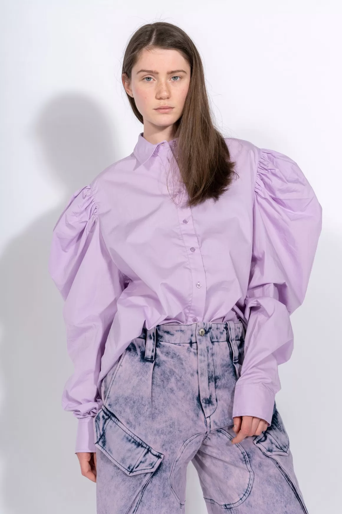 Sale LIGHT PURPLE PUFF SLEEVE SHIRT Women TOPS