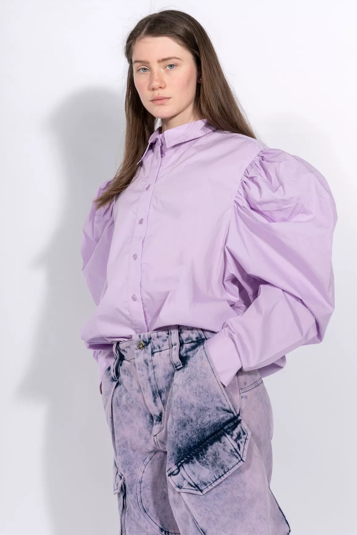 Sale LIGHT PURPLE PUFF SLEEVE SHIRT Women TOPS