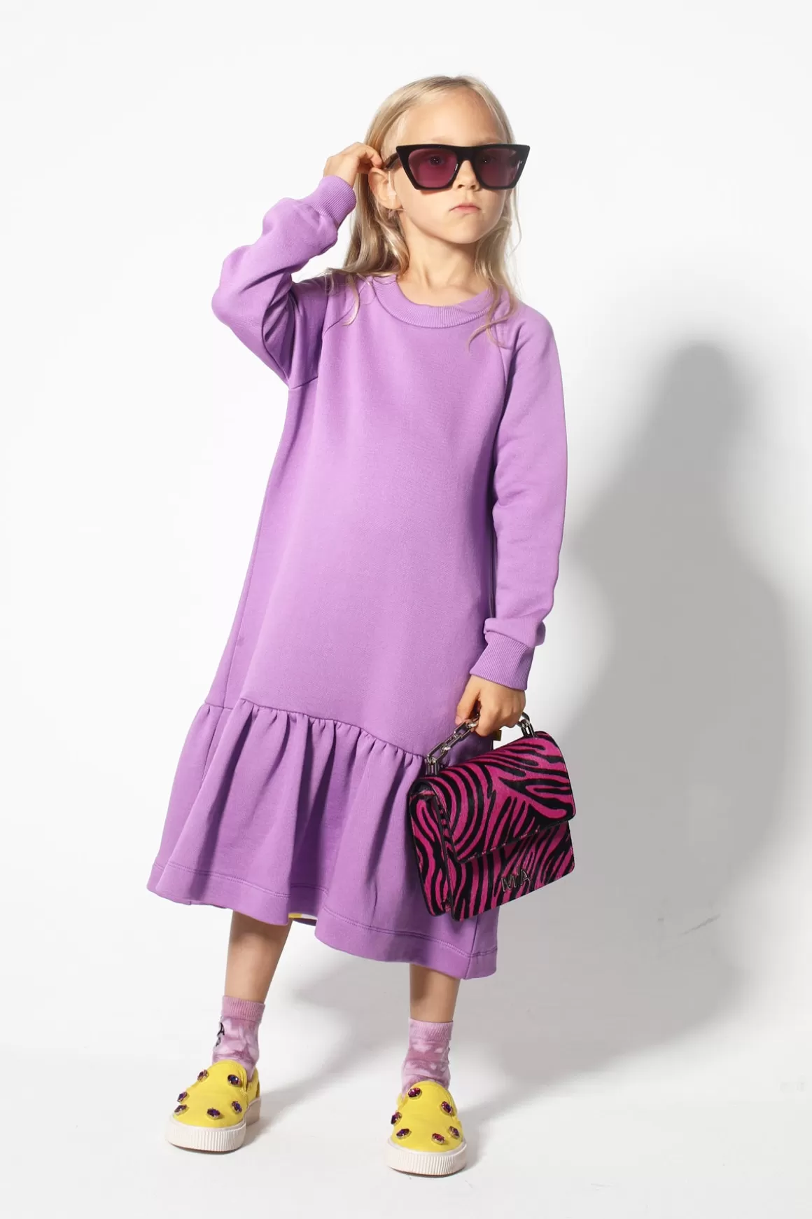 Best Sale CREW NECK GATHERED DRESS Kids DRESSES | JERSEY