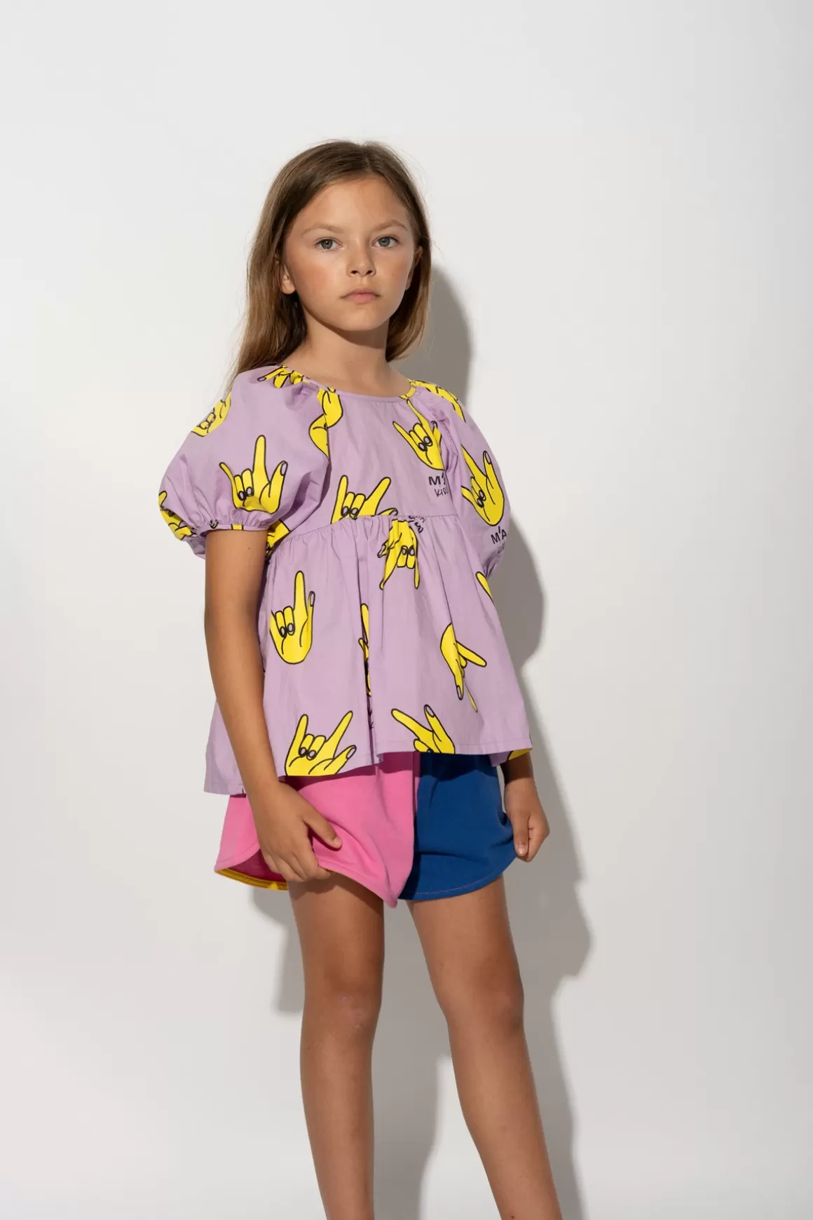 Best HANDS PRINT BALLOON SLEEVE TOP Kids TOPS