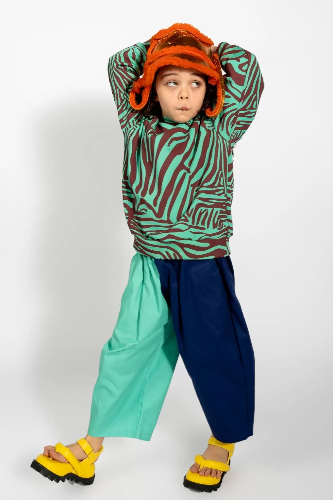 Shop MINT AND BURGUNDY ZEBRA PRINT CREW NECK SWEATSHIRT Kids OUTERWEAR | TOPS