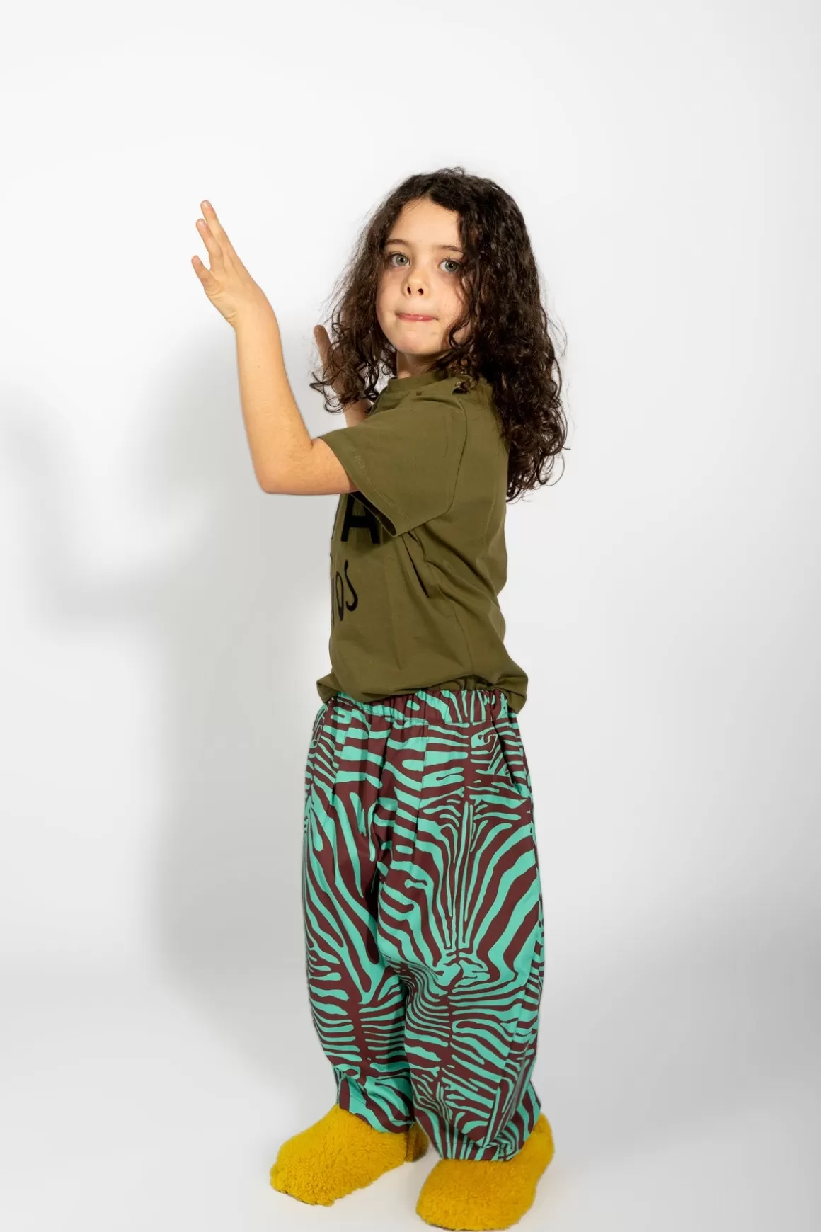 New MINT AND BURGUNDY ZEBRA PRINTED LOOSE TROUSERS Kids BOTTOMS