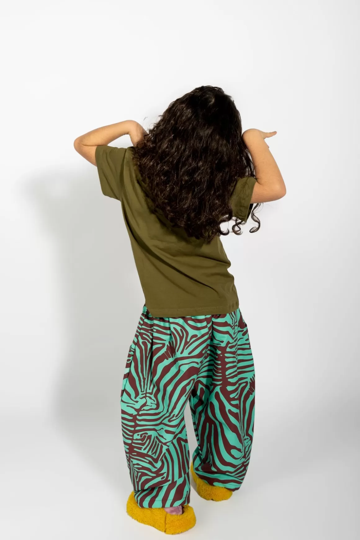 New MINT AND BURGUNDY ZEBRA PRINTED LOOSE TROUSERS Kids BOTTOMS