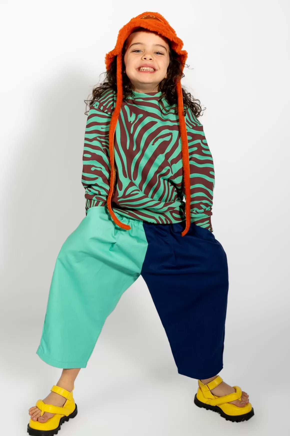 Shop MINT AND NAVY LOOSE TROUSERS Kids BOTTOMS