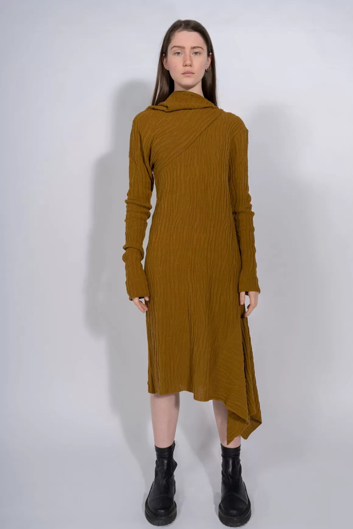 Best COTTON DRAPED NECK DRESS Women DRESSES | KNITWEAR