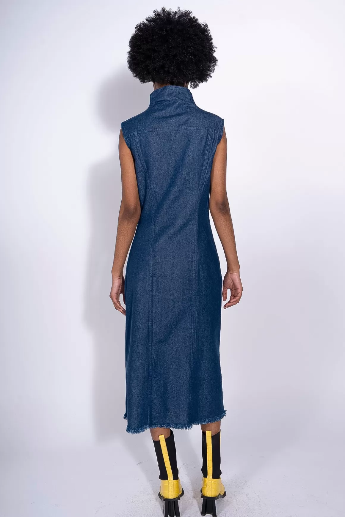 New DENIM FITTED SLEEVELESS LONG DRESS Women DRESSES | M’A DENIM