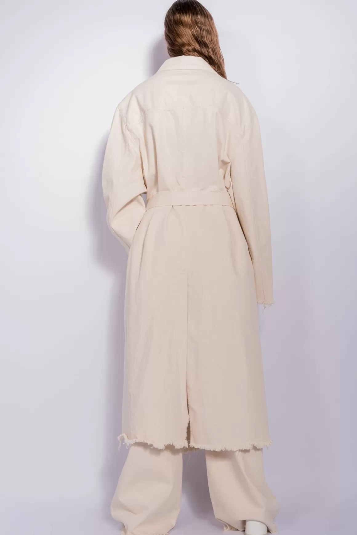 Best Sale OFF WHITE DENIM OVERSIZED TRENCH COAT Women OUTERWEAR