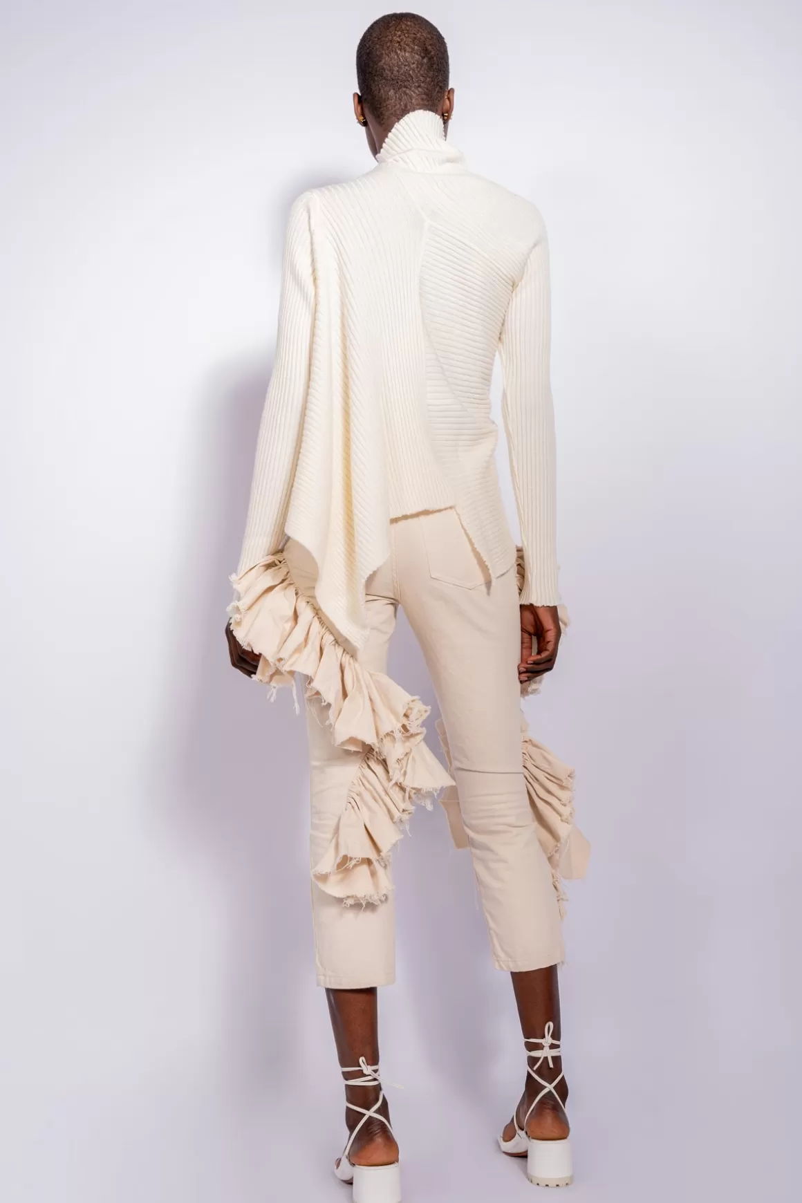 Best OFF WHITE DRAPED JUMPER IN MERINO KNIT Women TOPS | KNITWEAR