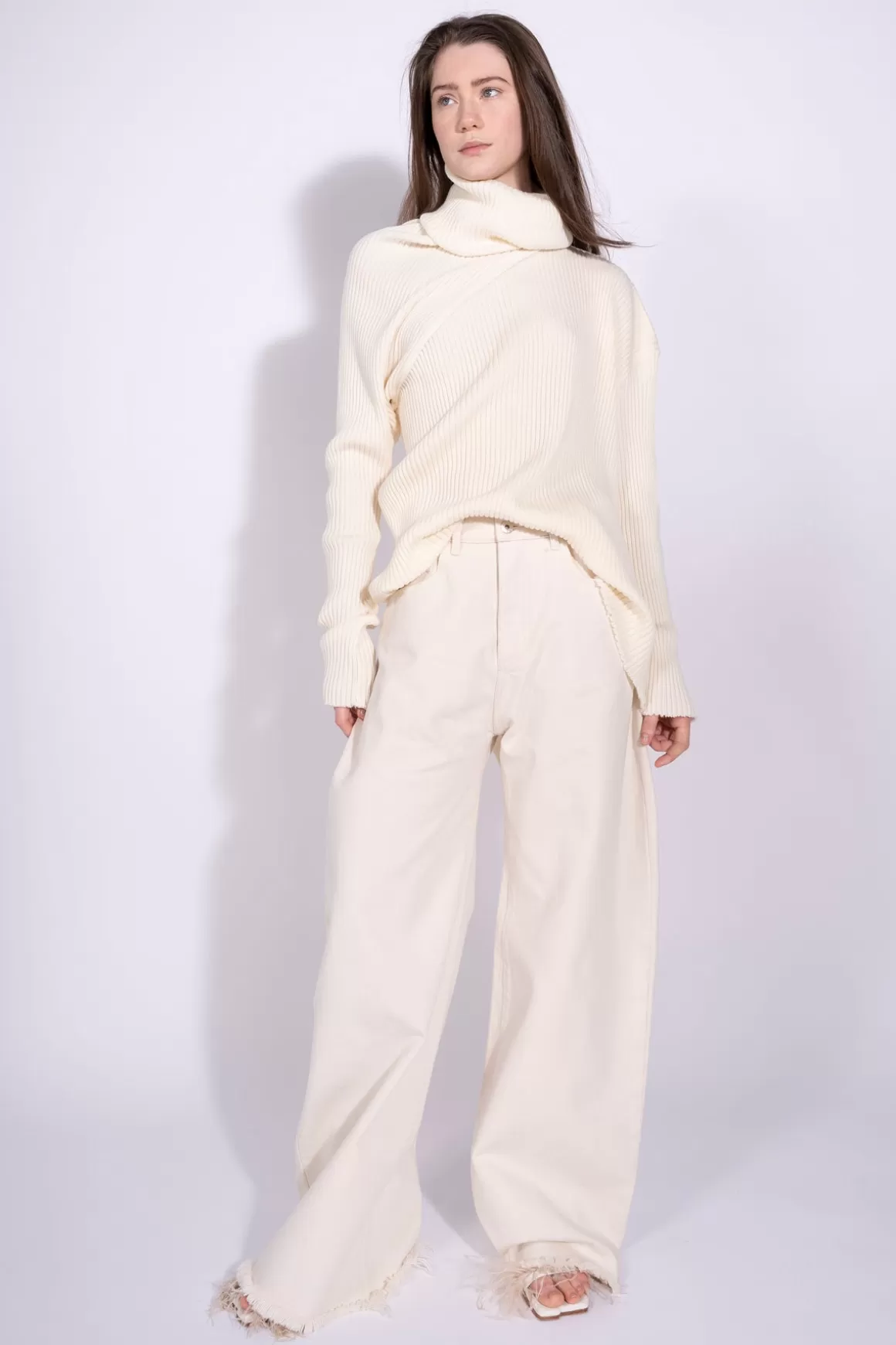 Fashion OFF WHITE DRAPED TURTLENECK JUMPER Women TOPS | KNITWEAR