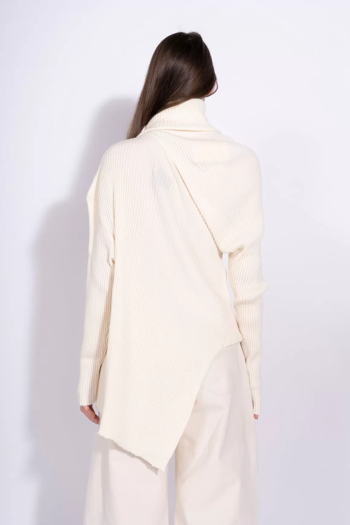 Fashion OFF WHITE DRAPED TURTLENECK JUMPER Women TOPS | KNITWEAR