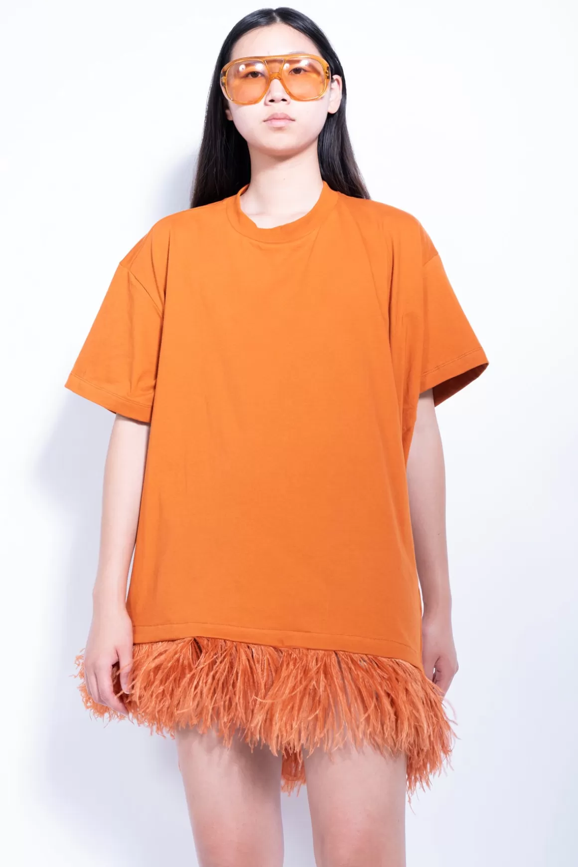 Fashion FEATHER HEM T-SHIRT Women DRESSES | TOPS