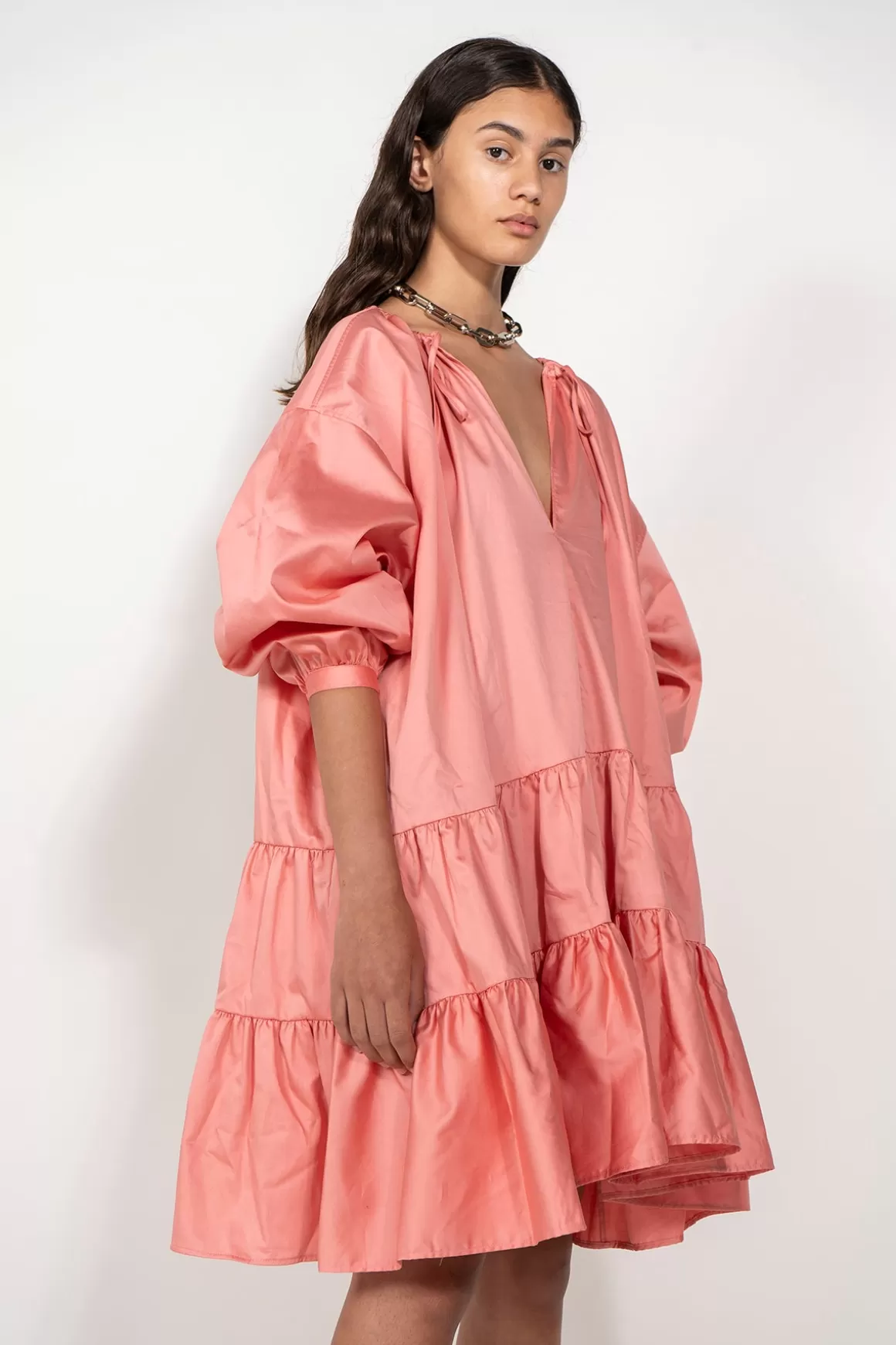 Cheap OVERSIZED TIERED GATHERED DRESS IN Women DRESSES